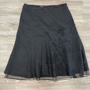 Carlie’s Court Black Linen Skirt Midi sz L